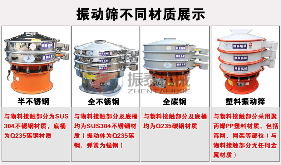 振動篩粉機(jī)不同材質(zhì)展示