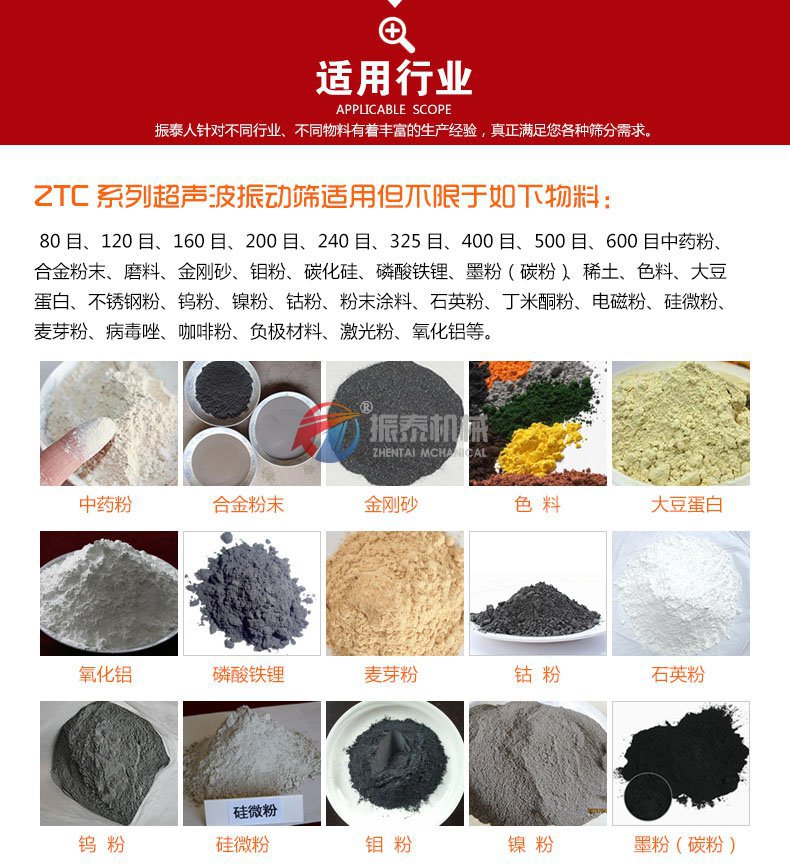 氧化銻超聲波振動篩應用范圍